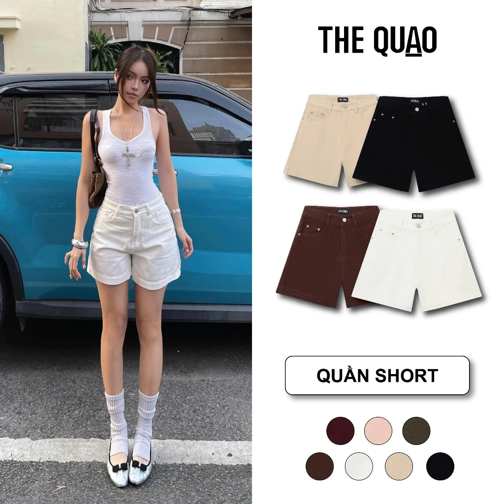 THE QUẠO - Quần Short Jean Nữ Lưng Cao Dáng Chữ A có nhiều màu R2404_430