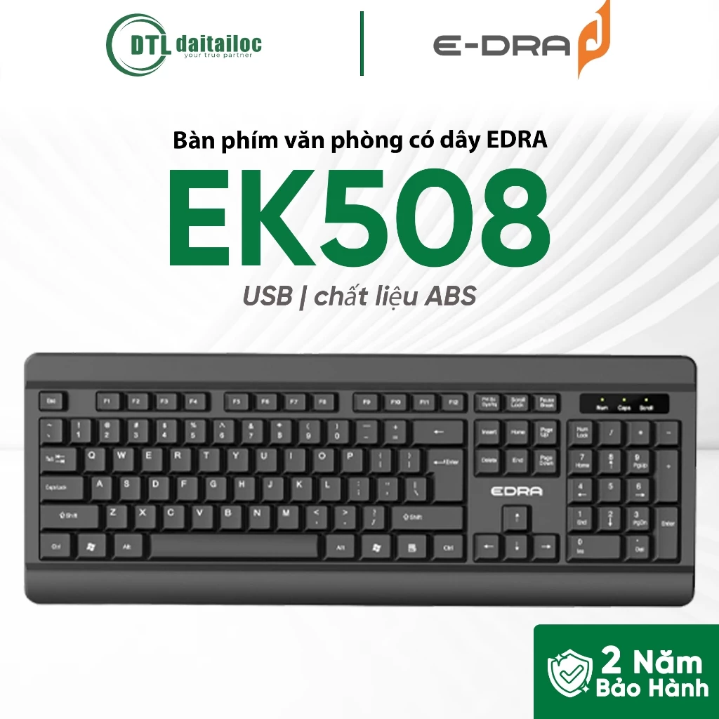 Bàn phím văn phòng cao cấp EDRA EK508 ( dây cắm USB / Full size 104 phím) I Chính hãng I Bảo hành 24 tháng