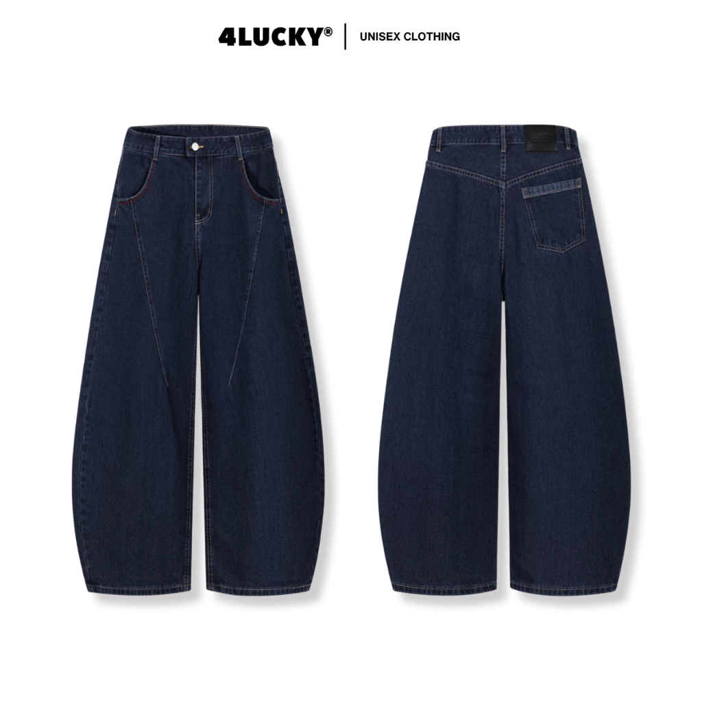 Quần Jean Form Rộng Ống Vòm Unisex 4Lucky 6230, Quần Ống Rộng Nam Nữ Che Khuyết Điểm Local Brand