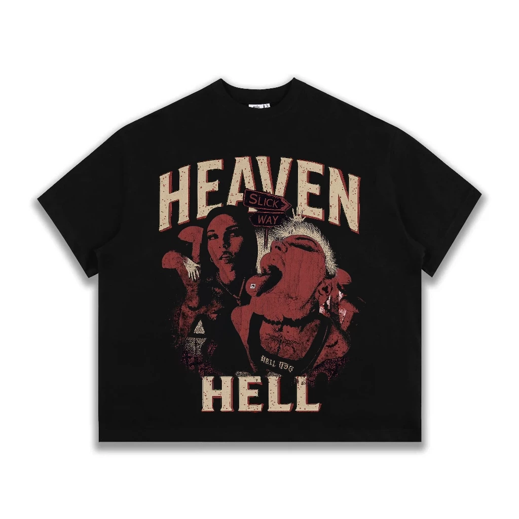 Áo Thun Form Big Boxy "HEAVEN-HELL" Cotton 100% - Local Brand THE SLICK WAY UNISEX AA