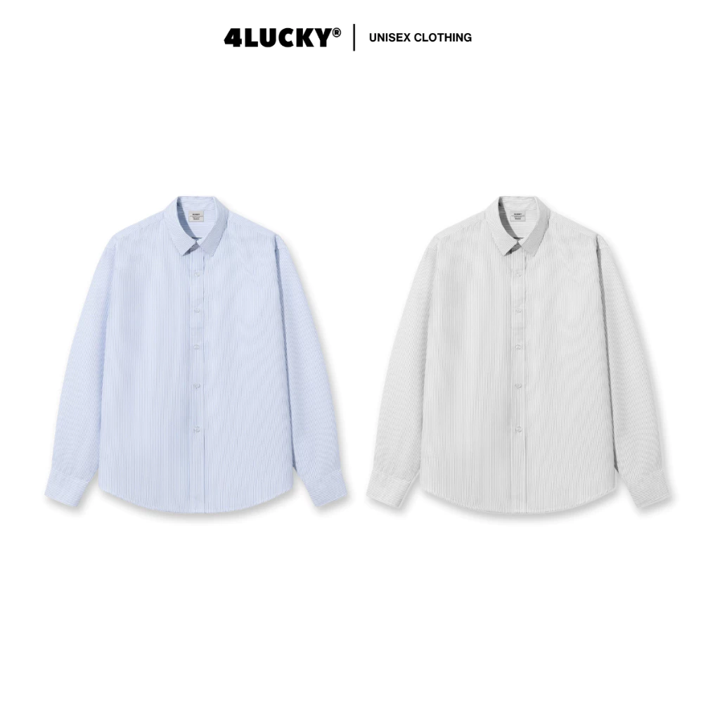 Áo Sơ Mi Kẻ Sọc Tăm Kate Mềm Form Rộng Unisex 4Lucky 6813, Sơ Mi Tay Dài Nam Nữ Trẻ Trung Năng Động