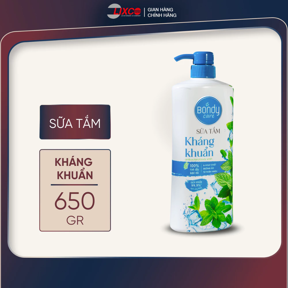 Combo 2 chai Sữa tắm Bondy Care kháng khuẩn 650G,cho cả gia đình thơm dịu nhẹ từ thiên nhiên 2C-Z0813 Lixco Việt Nam