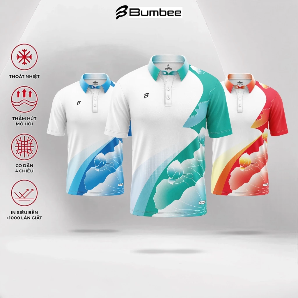 Áo Polo Thể Thao Bumbee Nam Nữ Đánh Cầu Lông Pickleball – Vải Mát Nhanh Khô, Co Giãn, 3 Màu Trẻ Trung (9910 gộp)