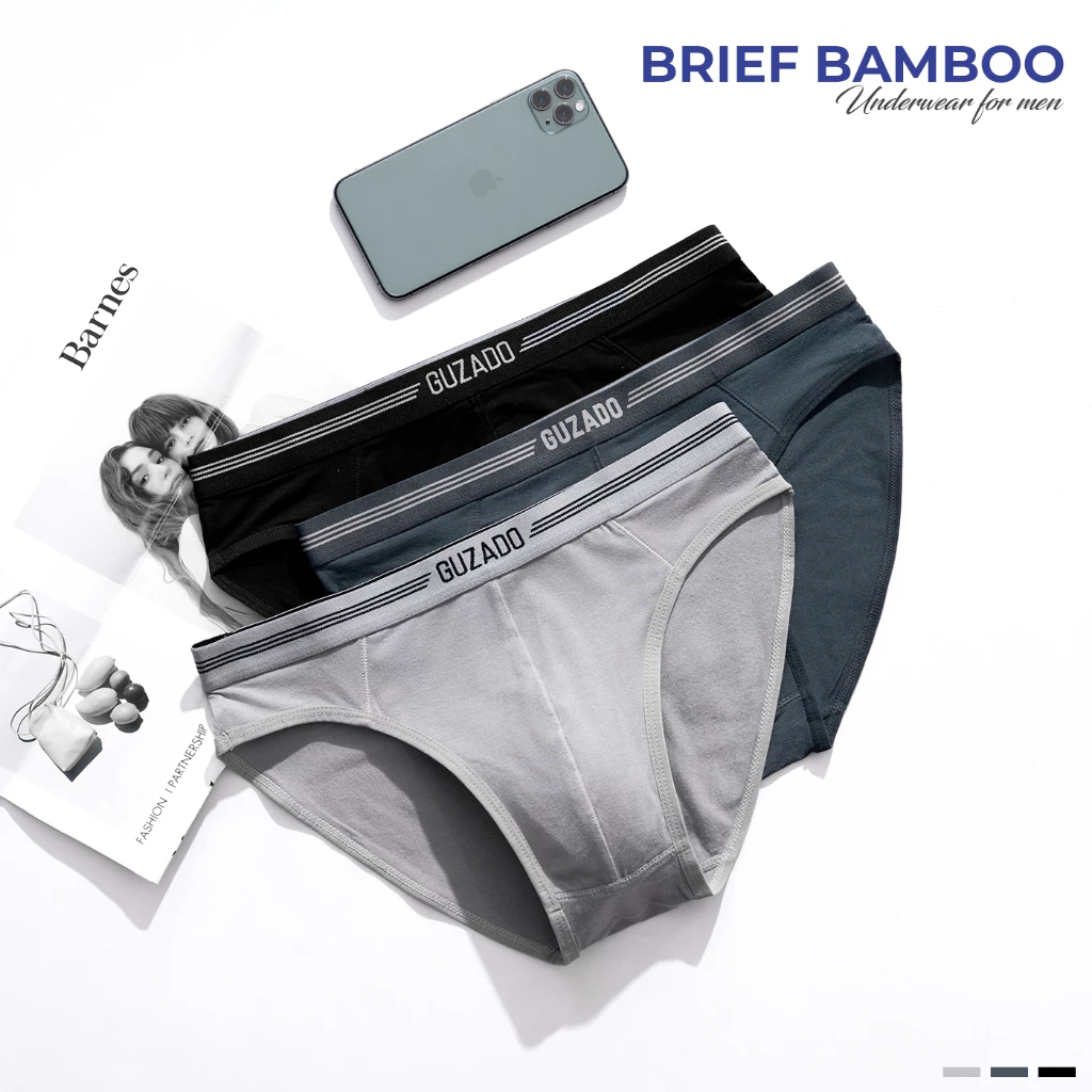 Combo 3 Quần Lót Nam Mẫu Brief Bamboo Kháng Khuẩn Cực Tốt, Co Giãn Thoải Mái CB3-GIBF25A002
