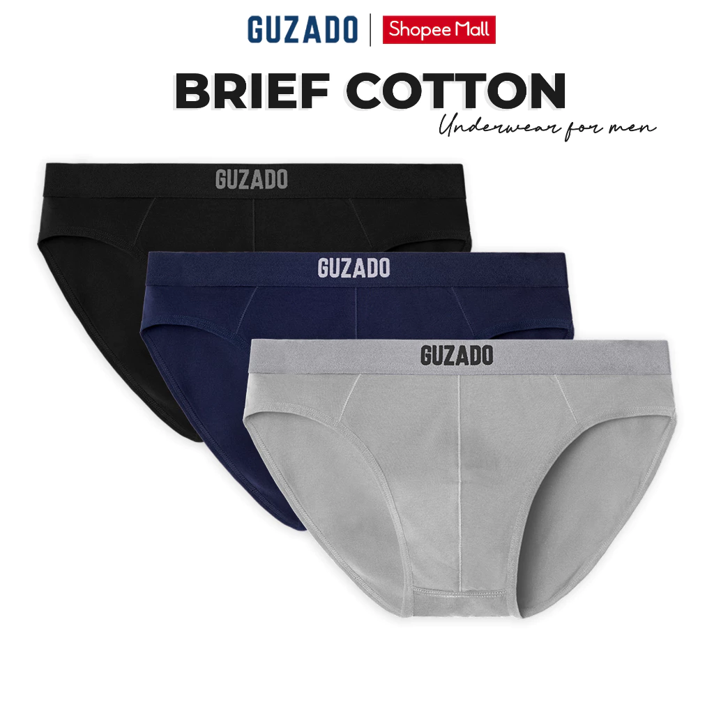 Combo 3 Quần Lót Nam GUZADO Mẫu Brief Kháng Khuẩn Hút Ẩm Tốt CB3-GIBF25A002