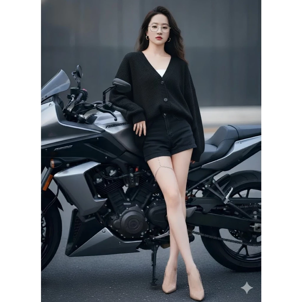 Áo Khoác Len Dệt Kim Cardigan Dáng Rộng Cổ Chữ V Phiên Bản Hàn Quốc 2025