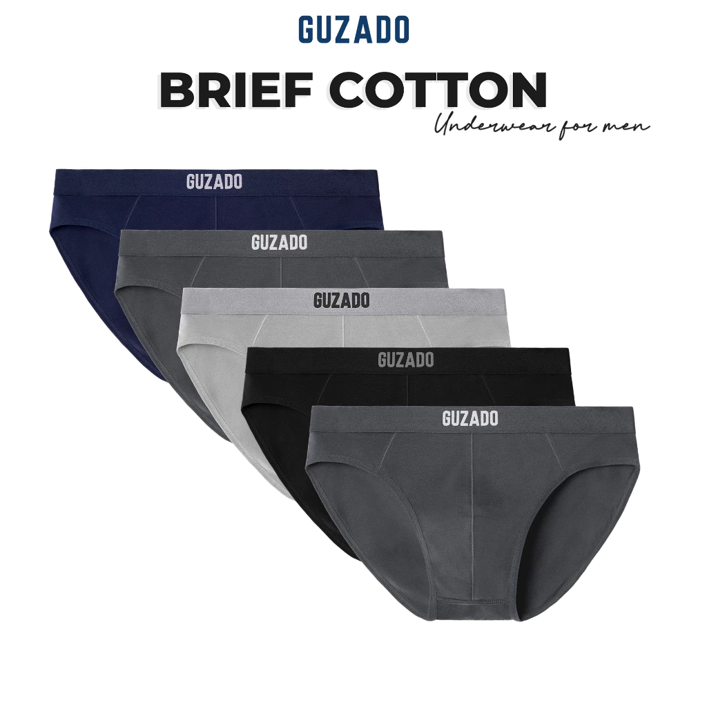 Combo 5 Quần Sịp Nam Brief GUZADO 2 Lớp Cotton Kháng Khuẩn Hút Ẩm Cực Tốt CB5-GIBF25A001 (màu ngẫu nhiên)