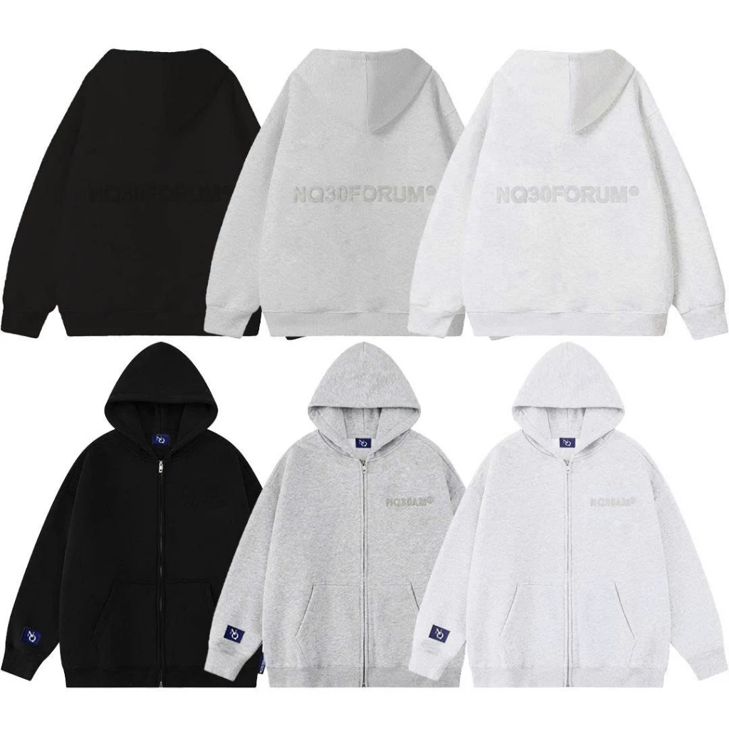 Áo Khoác Hoodie DẬP NỔI NQ30 vải nỉ bông dày dặn, form áo boxy dáng rộng khoác ngoài nón rộng nam nữ