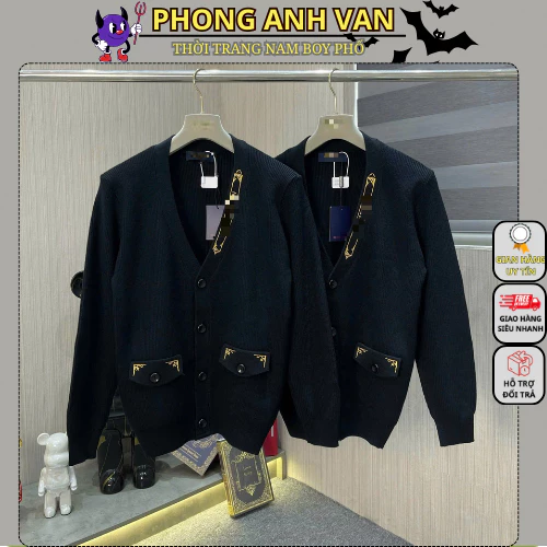Áo Cardigan Len Nam Thêu Viền Chữ Vàng Phối lẮP tÚI Siêu Nét - Aó Len Nữ Len Pha Sợi Dệt Dày Dặn Siêu Hót