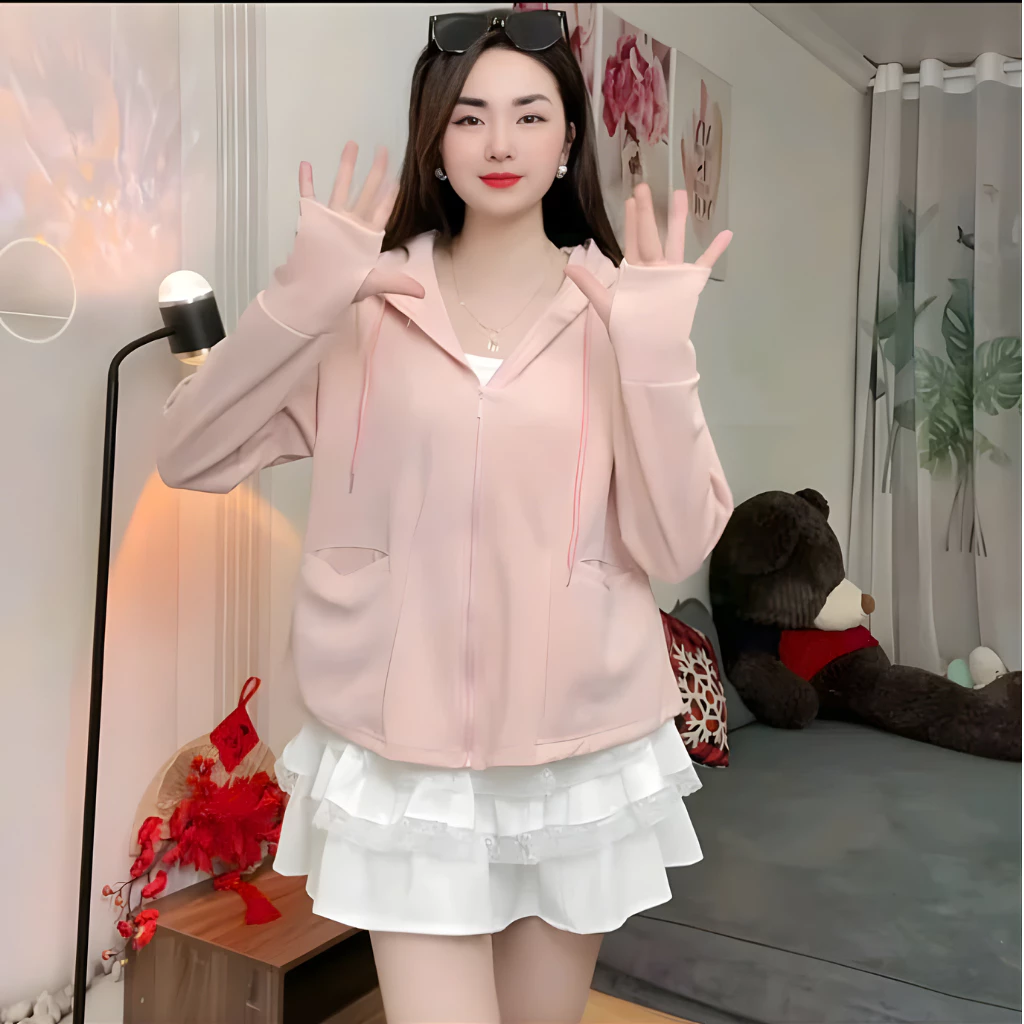 Áo Khoác Chống Nắng Umi Su Cao Cấp, Áo nữ dày dặn,(túi trong có khóa kéo) Form Dài Xoè Trẻ Trung Chống Tia UV_ ROSE GOLD