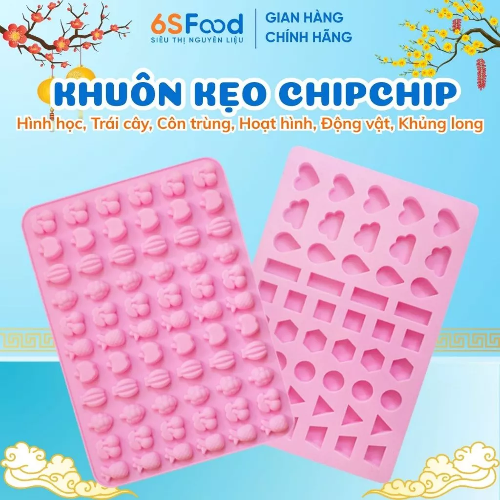 Khuôn Silicone Làm Kẹo Chip Chip 66 Ô Nhiều Mẫu Xinh Dùng Làm Kẹo Chip Chip, Socola,... Nhà 6SFOOD