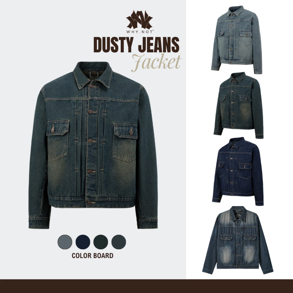 [WHY.NOT] Dusty Jeans Jacket - Áo Jean Nam Form Rộng Màu Dusty Blue (Màu Xanh Đậm)