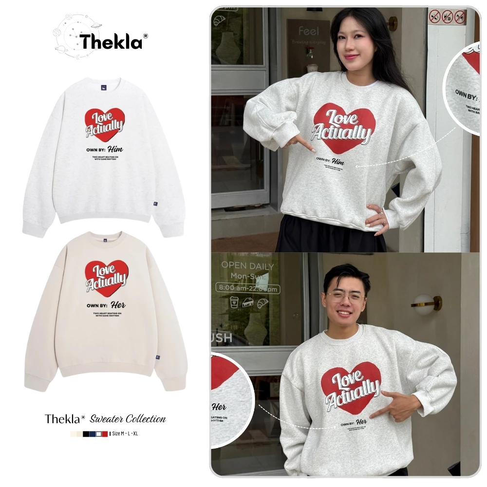 Áo Sweater Couple Nỉ Lông Cáo Form Rộng Thekla Mã Áo Đôi BST197 Mềm Mịn Dày Dặn Giữ Ấm Mùa Đông Cho Nam Nữ