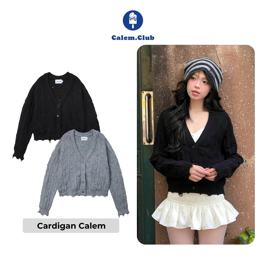 Áo khoác Cardigan BROKEN- KNIT Calem Club chất len mịn Premium form unisex nam nữ áo khoác mùa đông