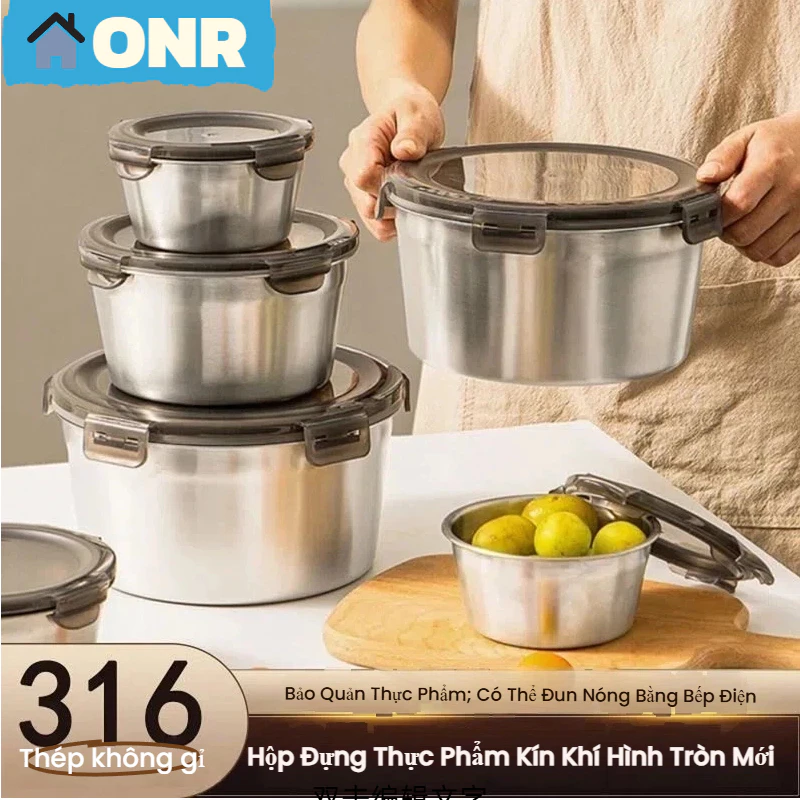 Hộp Đựng Thực Phẩm Inox 304, Hộp Đựng Cơm Trưa Thố Lạnh Có Lắp Nhựa 2 Kích Thước/600ml/1000ml