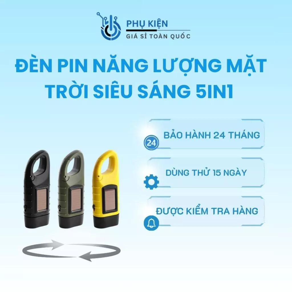 Đèn pin năng lượng mặt trời siêu sáng 5in1 CS-109 đèn LED khẩn cấp
