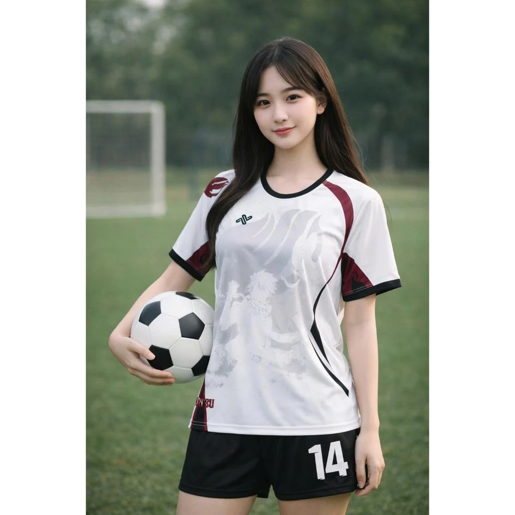 Bộ áo quần bóng đá,áo đá banh nam nữ Nasu Trắng in tên số theo yêu cầu, áo thể thao chất liệu mè