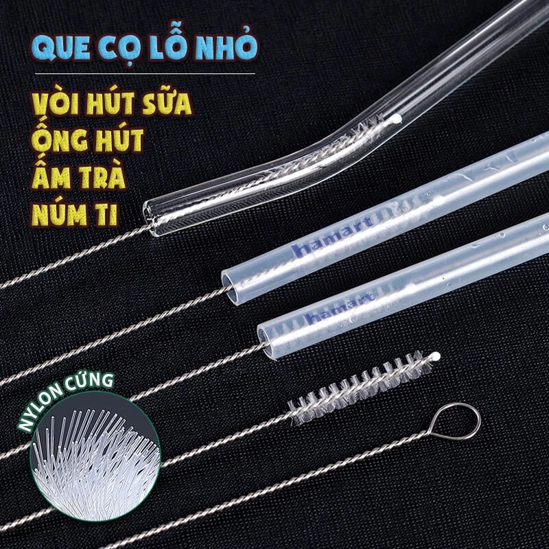 Que Cọ Ống Hút Vòi Bình Sữa Cho Bé INOX Cọ Rửa Vệ Sinh Ấm Trà Núm Ti Trẻ Em Tiện Lợi