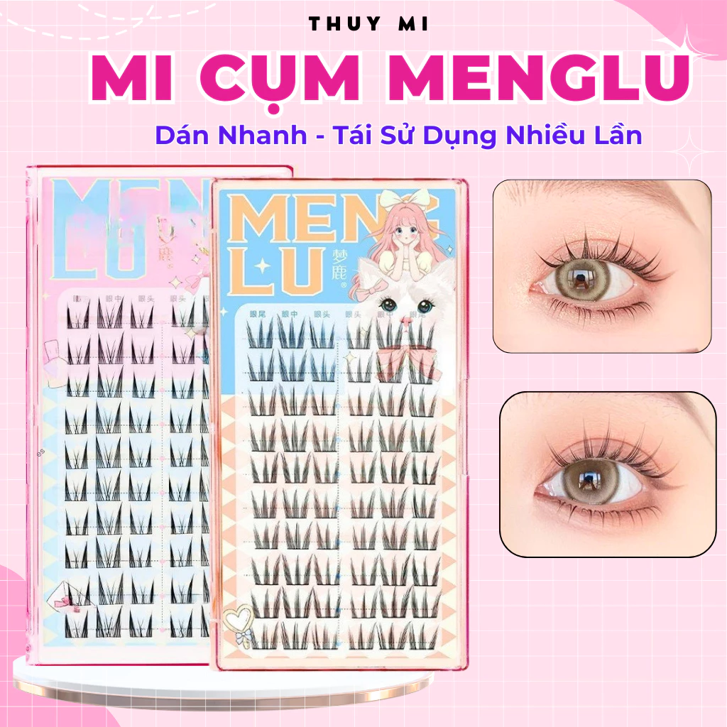 Mi Giả Cụm MengLu Chân Mèo Tự Nhiên Douyin 10 Hàng Thuỷ Mi
