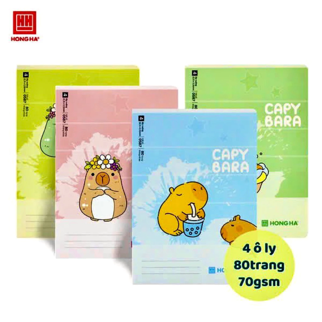 Combo 10 Quyển 80 Trang Ô ly Trang Hồng Hà Giấy trắng tự nhiên giảm mỏi mắt khi đọc và viết