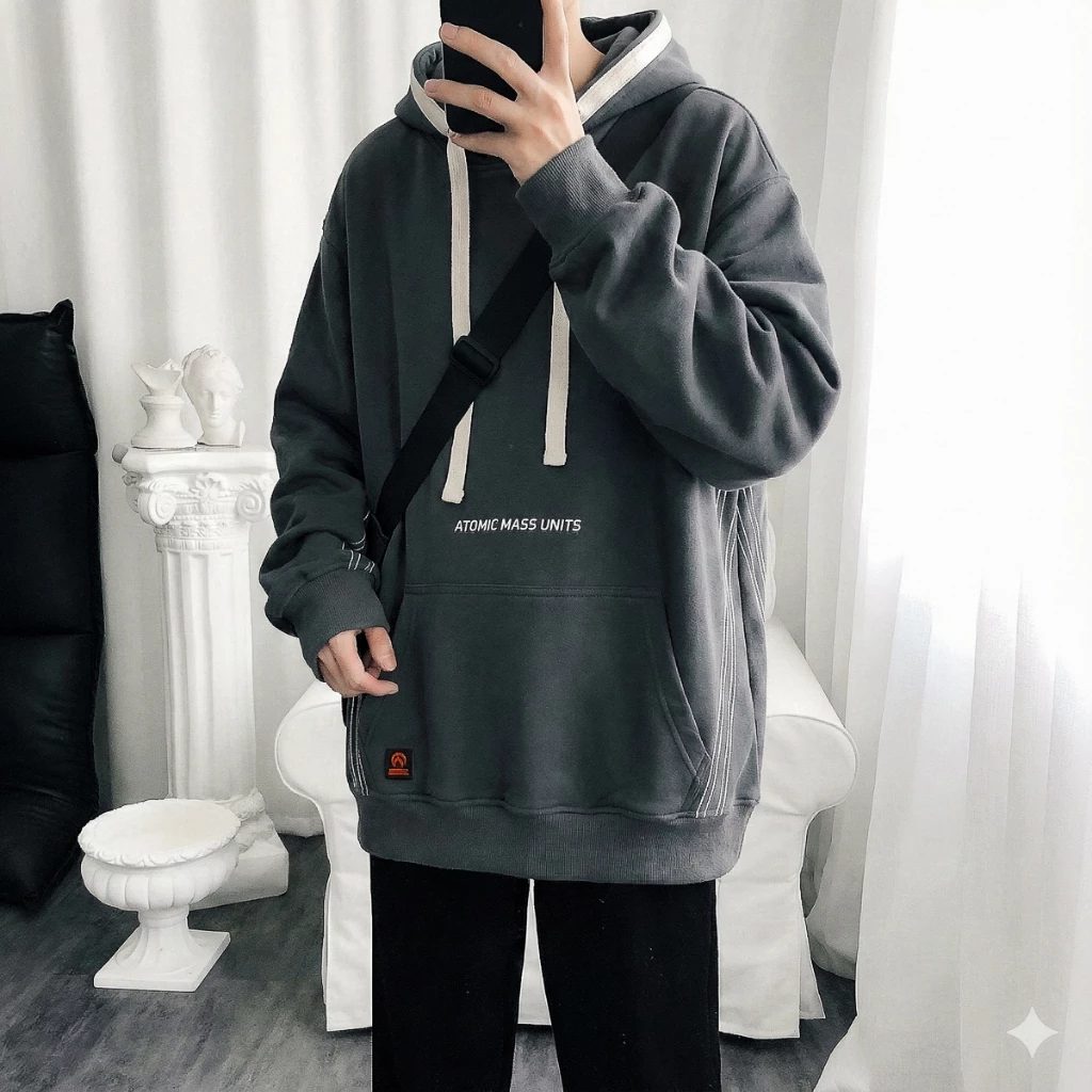 [🔥Flash Sale🔥]  Áo Hoodie Nỉ Xám, Dáng Unisex Nam Nữ, Style Hàn Quốc, Hàng Quảng Châu Đẹp - AH04