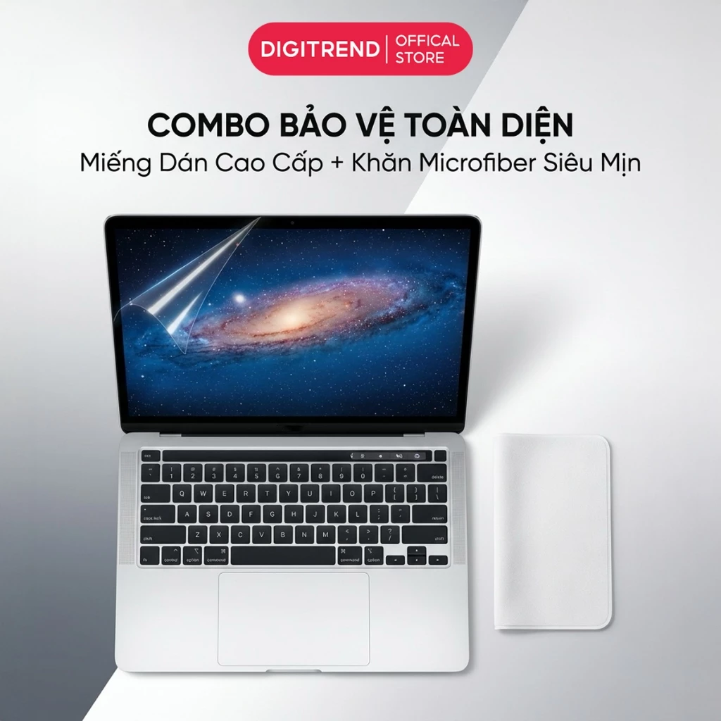 COMBO Dán Màn Hình Macbook Kèm Bộ Khăn Lau Microfiber Macbook Air Pro Bảo Vệ Màn Hình Chống Xước