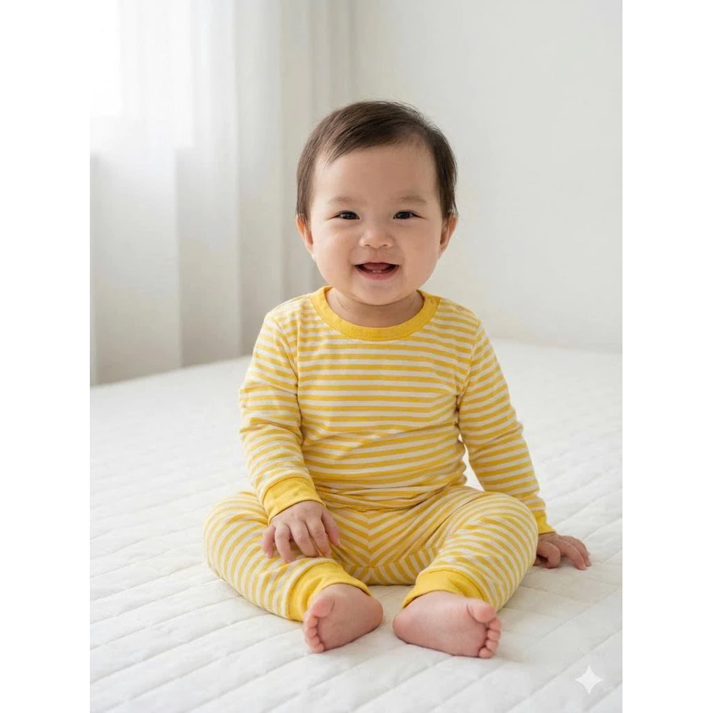 (M11) Bộ Thun Lạnh Sọc Dệt Tay Dài Quần Dài Cho Bé Trai Và Bé Gái