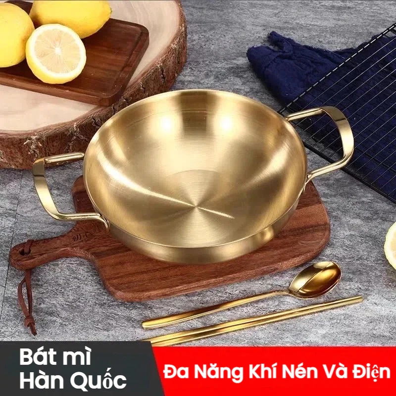 Nồi Mỹ Cay Mini 20cm Bằng Thép Không Gỉ Hàn Quốc Chịu Nhiệt Tay Cầm Chắc