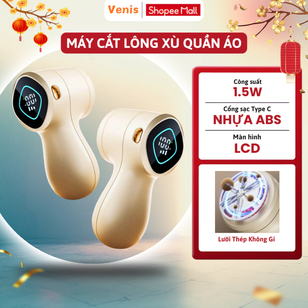Máy Cắt Lông Xù Quần Áo Thông Minh 3 Cấp Độ, Pin 800mAh, Dao 6 Lưỡi Cao Cấp