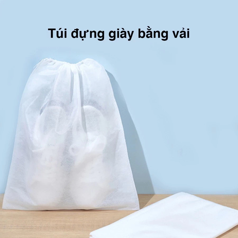 Combo 10 Túi đựng giầy dép chất liệu vải không dệt, có dây rút - chống bụi bẩn