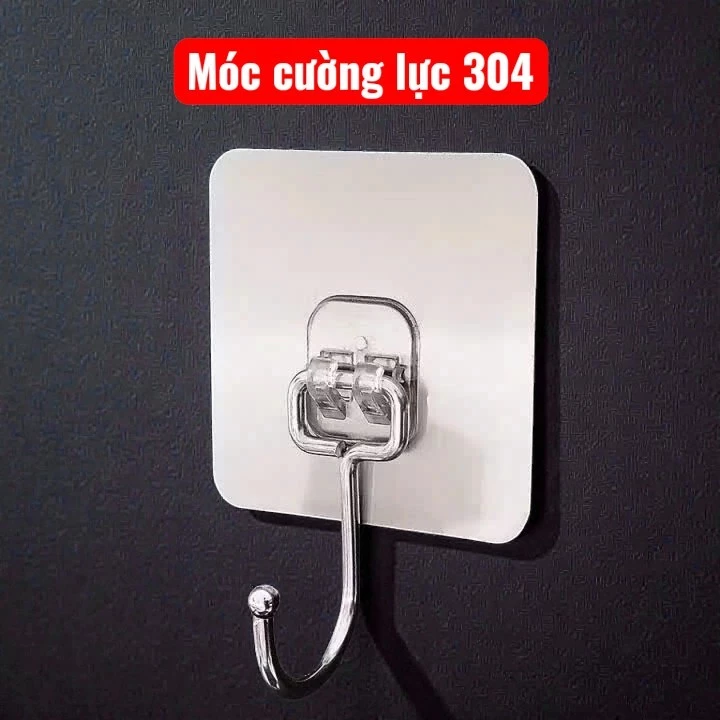 Combo 10 Móc dính dán tường siêu chắc inox 304 chịu lực đến 15kg hàng loại 1 size 8*9cm đóng hộp