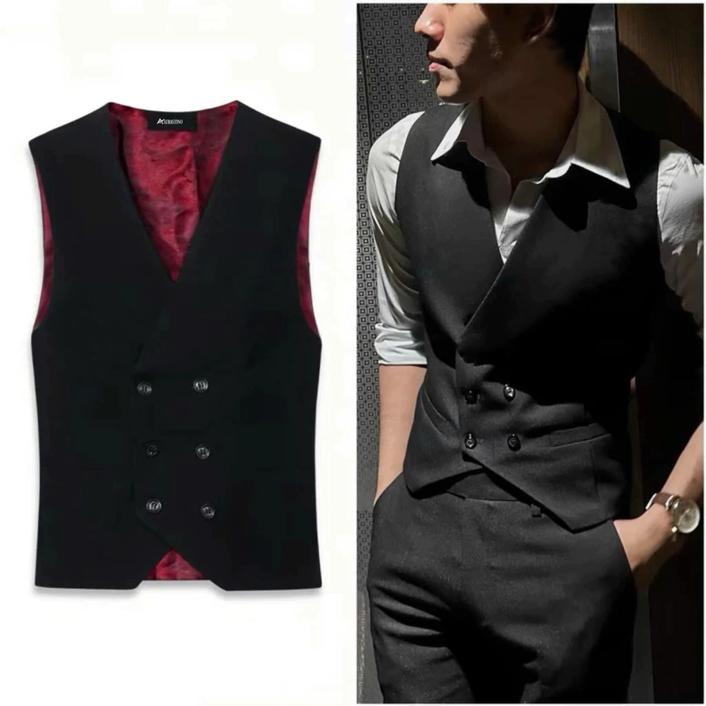 Áo Gile vest Nam Atrastino 6 cúc 3 lớp vải Conton Ý Cao Cấp Lịch Sự, Sang Trọng- GILE6