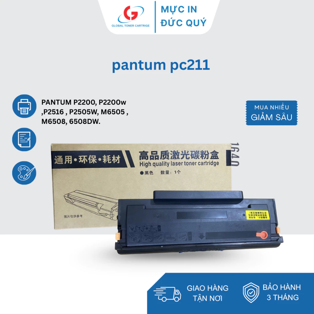 TBVP ĐỨC QUÝ- Hộp mực in Pantum PC- 211 - PANTUM P2200, P2200w ,P2516 , P2505W, M6505 , M6508, 6508DW.