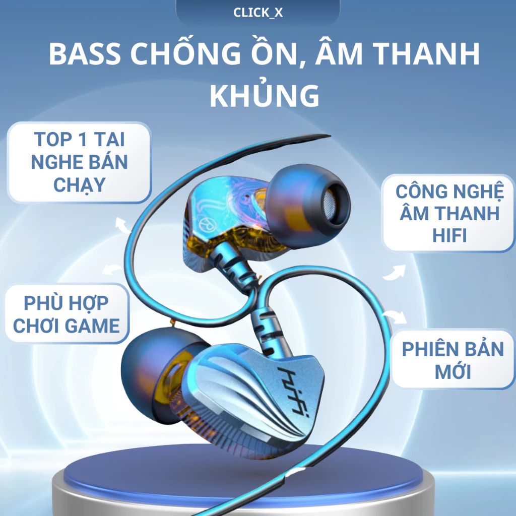 Tai Nghe Nhét Tai HiFi S2000 Pro Super Bass Chống Ồn Cực Tốt, Âm Thanh Khủng, Chơi Game .