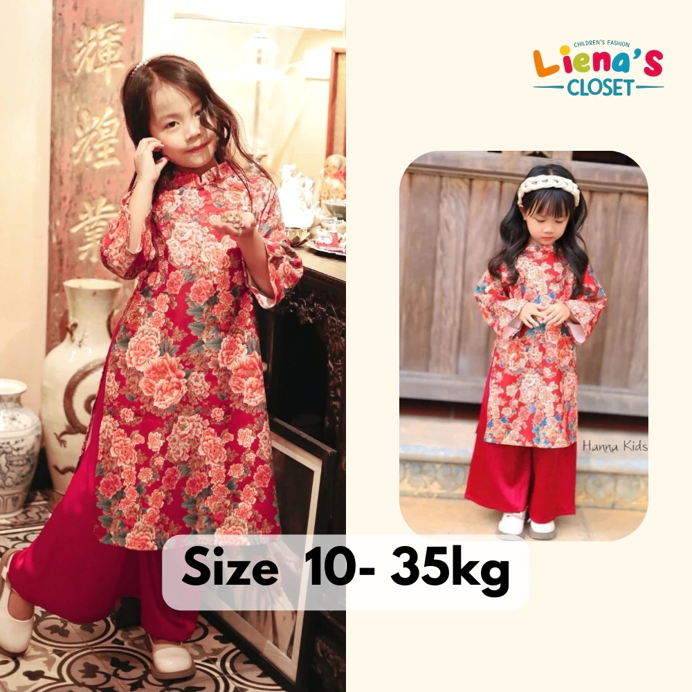 HOẢ TỐC Set Áo Dài Cho Bé Gái HOÀNG YẾN Nhà Liena's Closet Vải Gấm Cao Cấp An Toàn Tết 2026 10-35kg