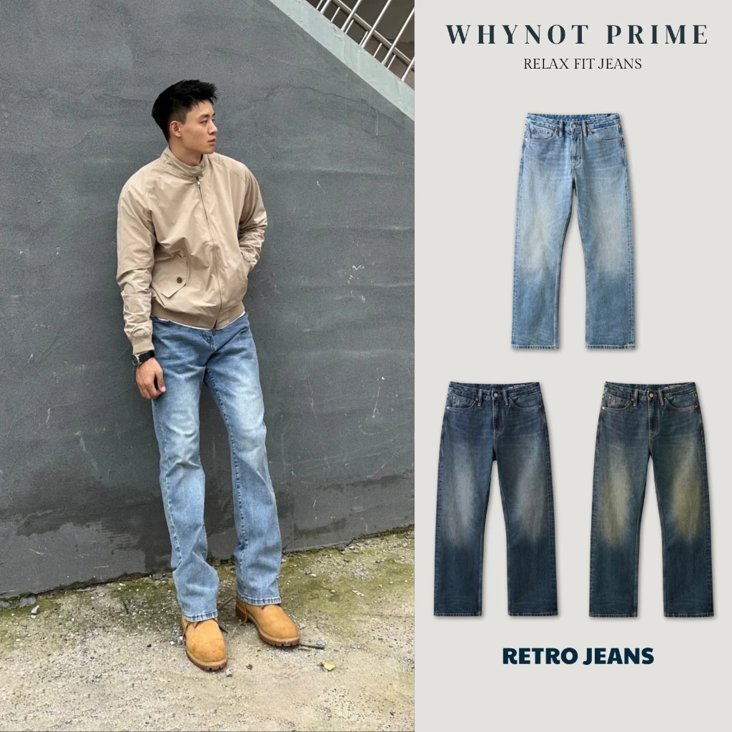 Quần Jeans Nam Ống Suông Đứng WN PRIME Chất Vải Dày Dặn - Quần Bò Nam Suông Đứng Vintage Có BIGSIZE