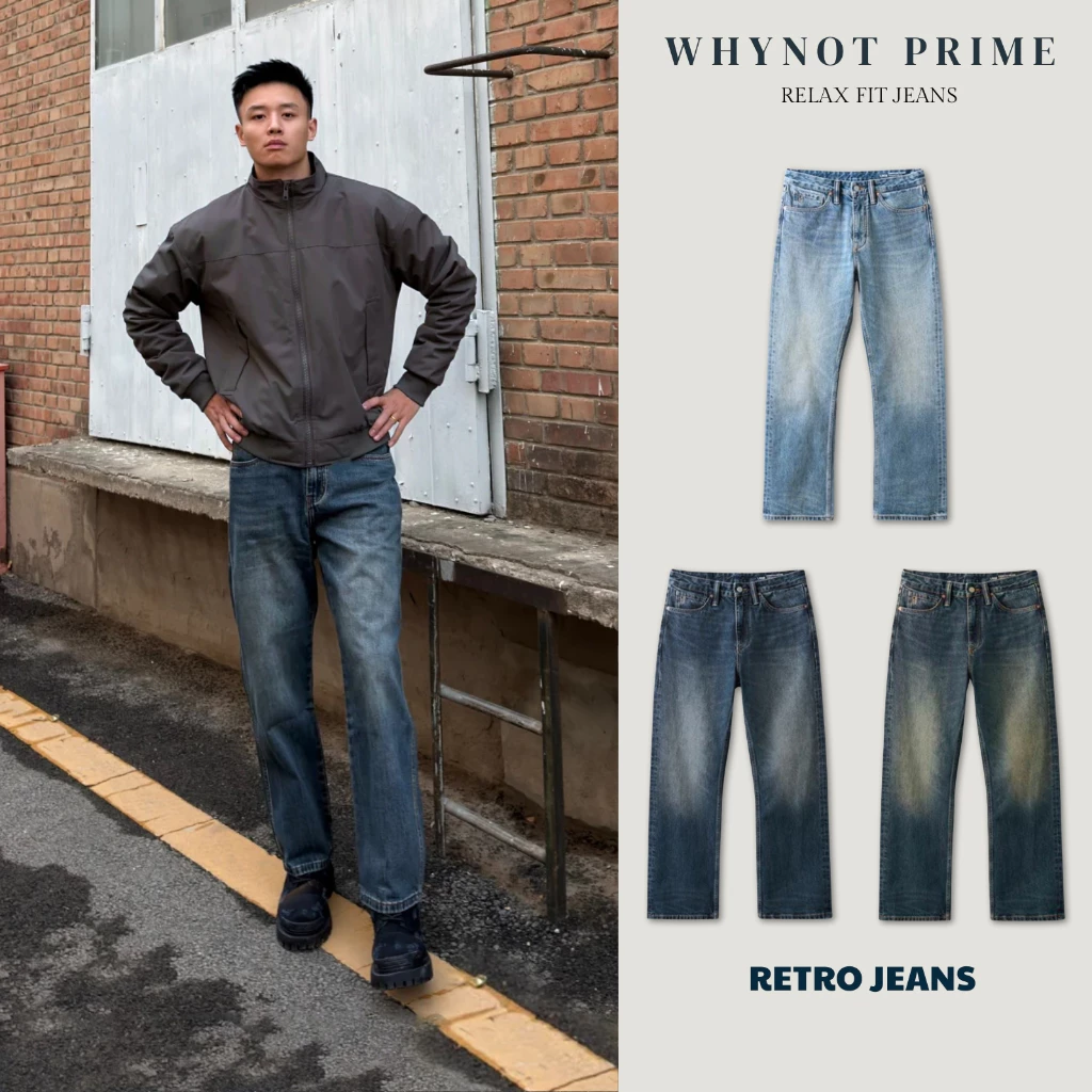 Quần Jeans Nam Ống Suông Đứng WN PRIME Màu Ocean Blue - Quần Bò Nam Suông Đứng Vintage Có BIGSIZE