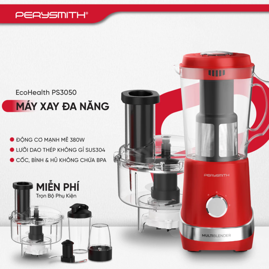 [V] Máy Xay Sinh Tố Đa Năng PerySmith PS3050 380W, Xay Thịt, Xay Tỏi ớt, Xay Hạt, Xay Đậu