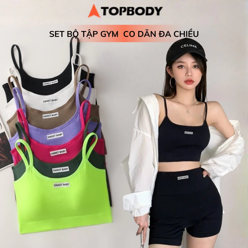 Set Bộ Tập Gym Yoga Erobic Co Dãn Đa Chiều Tôn Dáng Thông Thoáng Siêu Co Giãn TOPBODY - BODYG05