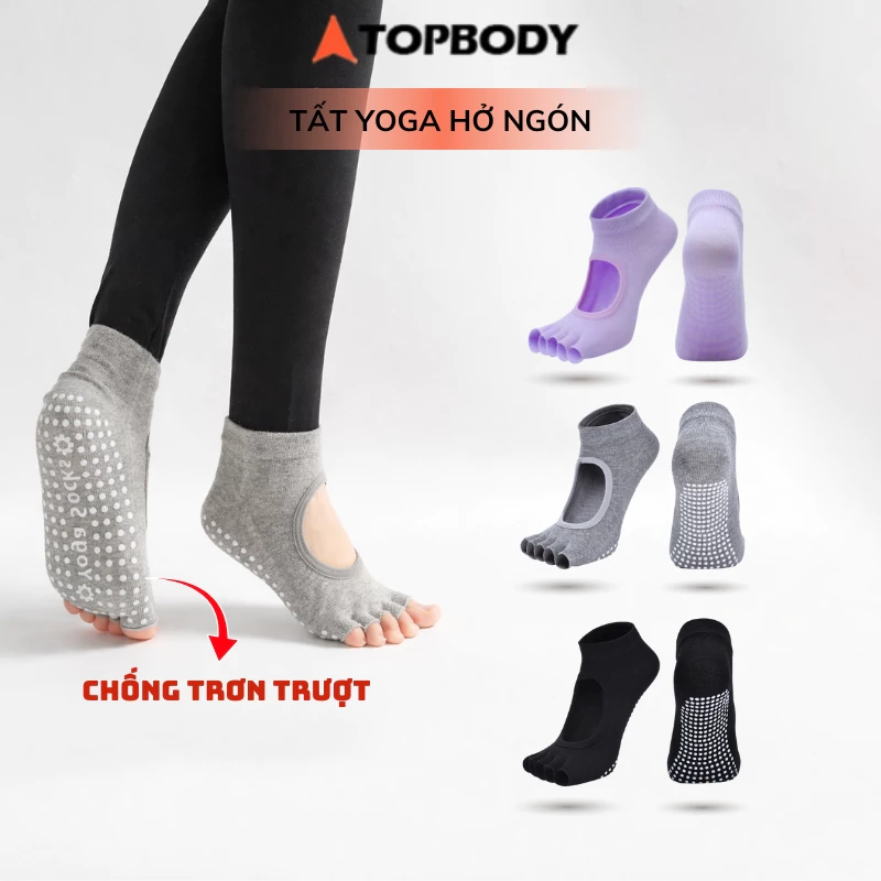 Tất vớ chân tập yoga Topbody hở ngón chống trượt, vải thấm hút mồ hôi TOPBODY - SOCKS01