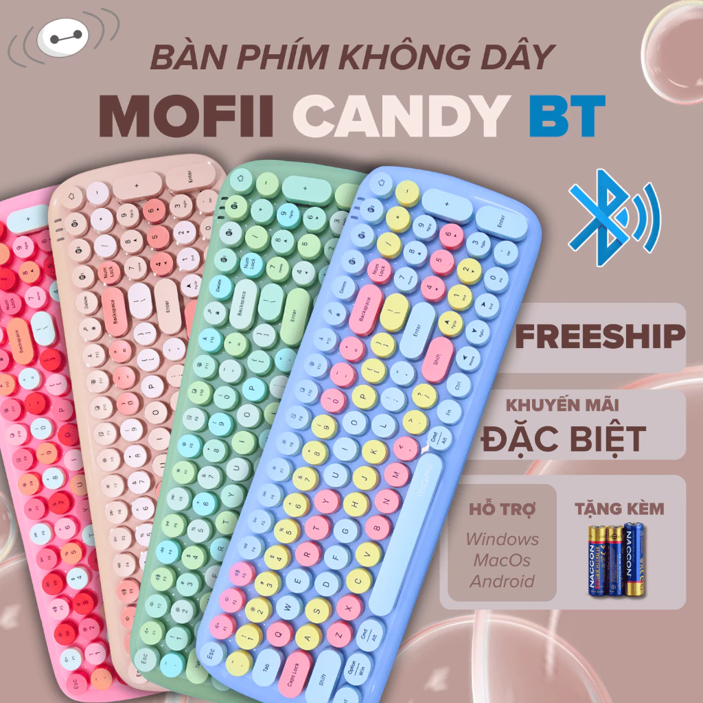 Bàn Phím Không Dây Mofii Candy BT Kết Nối Bluetooth Đa Thiết Bị