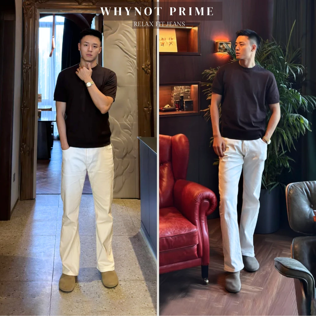 Quần Kaki Jeans Nam Ống Suông Đứng WN PRIME InWhite Regular - Quần Bò Nam Suông Đứng Có BIGSIZE