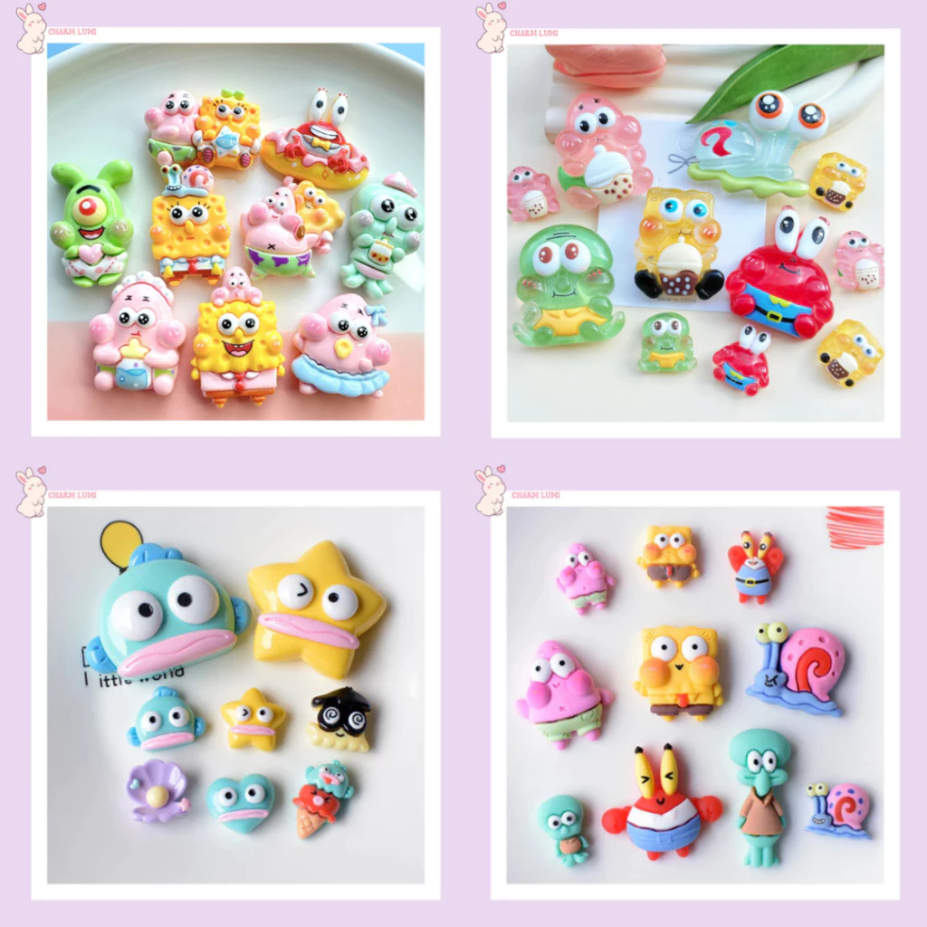 CHARM NHỰA BỌT BIỂN (Không có Nút nhựa) SPONGEBOB VÀ SAO BIỂN PATRICK – PHỤ KIỆN DECOR DIY, TRANG TRÍ CHARM LUMI