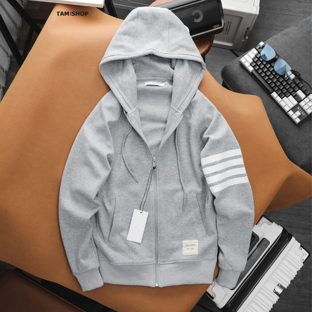 Áo khoác hoodie họa tiết viền trắng mùa đông mặc ấm cho cả nam và nữ, ao đi nắng tay dài - K1