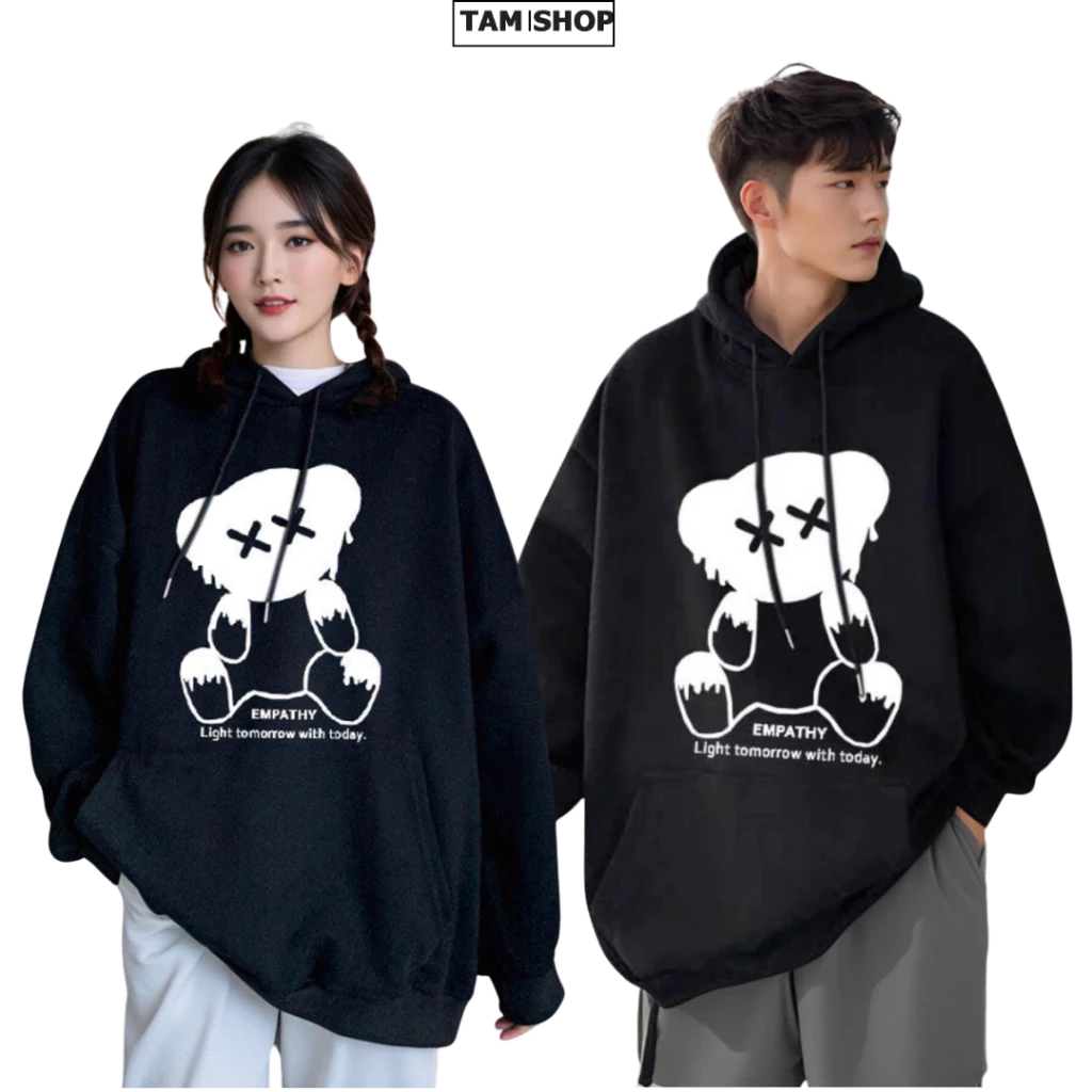 Áo hoodie nam nữ nỉ basic form rộng unisex nam nữ siêu dày phong cách GẤU EMPATHY K1