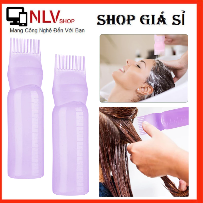 Chai nhựa đựng thuoc nhuộm tóc, bôi tinh dầu dưỡng tóc hiệu quả có lược chải 120ml tiện dụng#