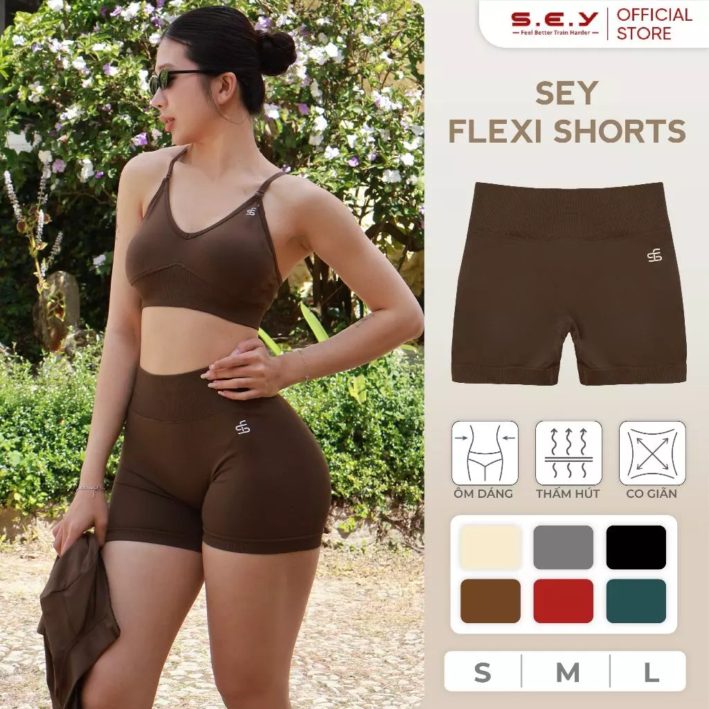 Quần Short Tập GYM SEY FLEXI - Đồ Tập Yoga Nữ, Quần Tập Nữ, Thời Trang Thể Thao, Chất Liệu Dệt Kim