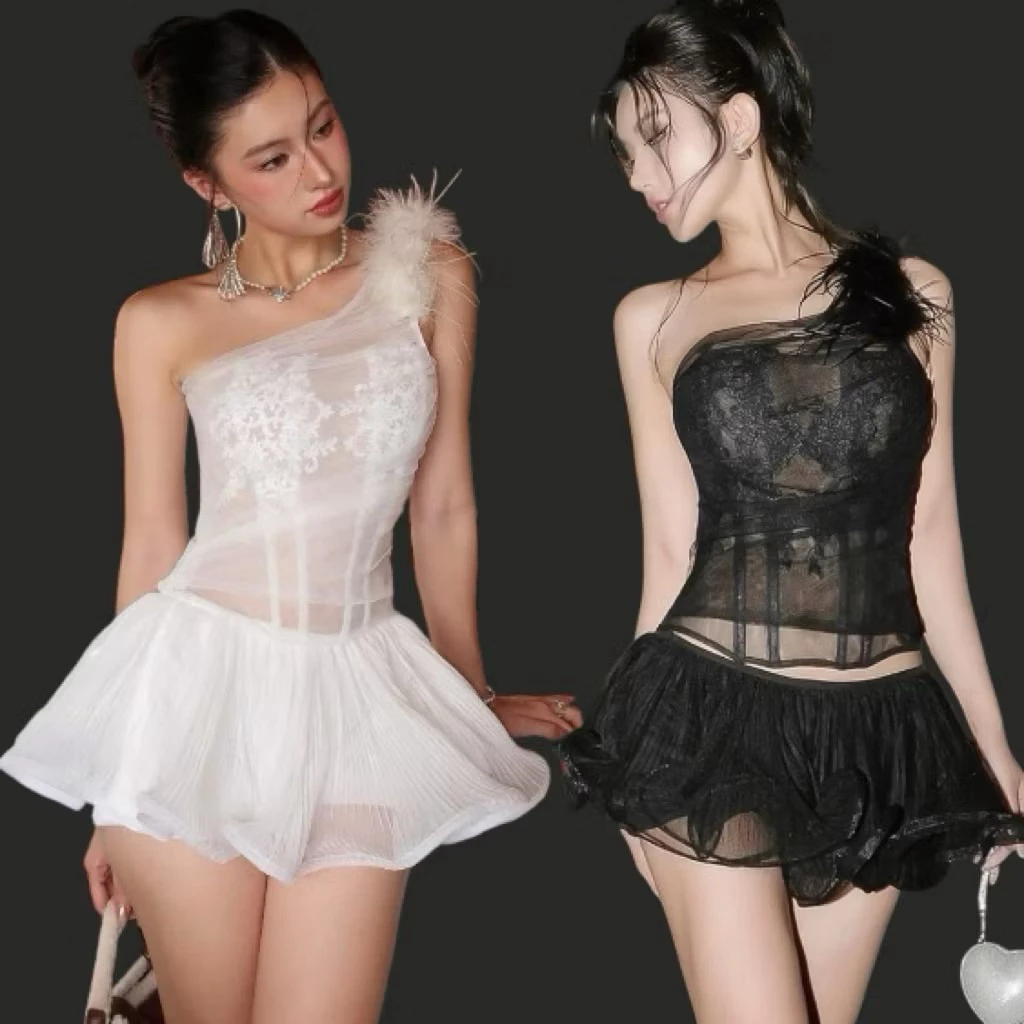 602 - Set Áo Lệch Vai Corset + Chân Váy Xoè Cao Cấp