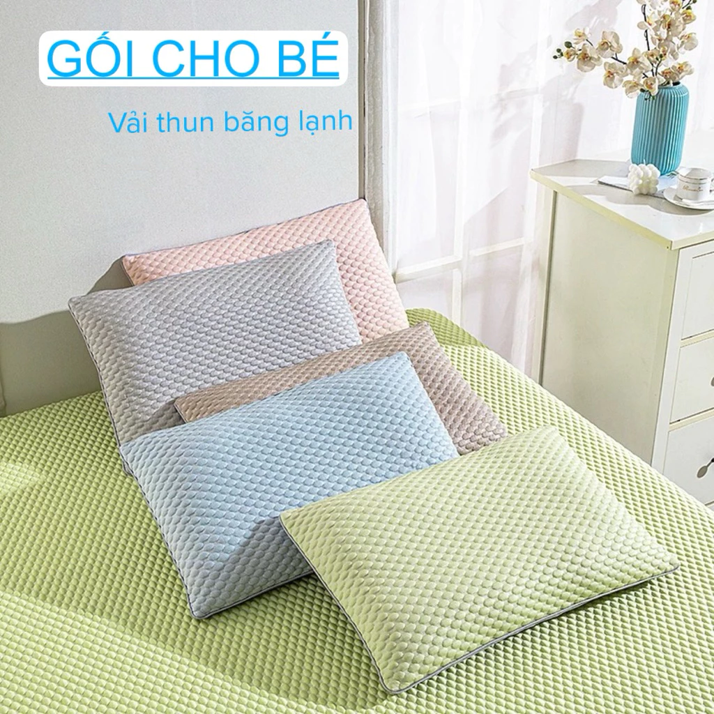 Gối cho bé chất vải thun băng mát lạnh màu basic thoáng khí thấm hút mồ hôi giúp bé ngủ ngon size 30x45cm