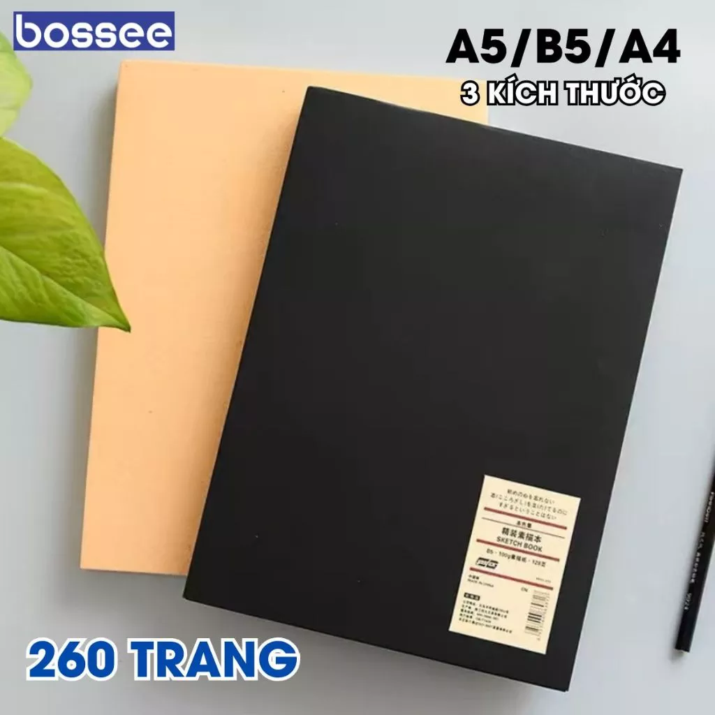 Sổ tay bìa kraft 260 trang phong cách tối giản - vở viết học sinh giấy kẻ ngang, kẻ caro không dòng kẻ ghi chép tiện lợi